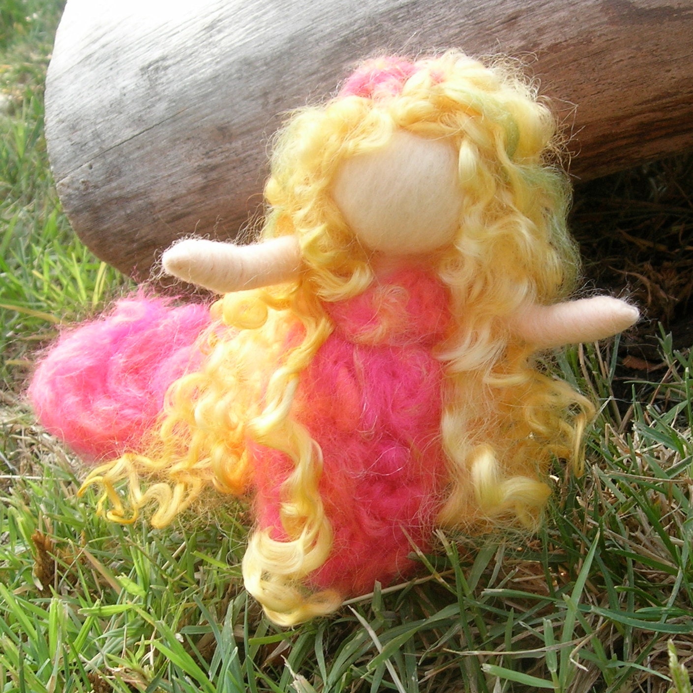 Mermaid and Her Treasure - Coral - Waldorf  Inspired Needle Felted Doll