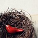 Cardinal- Handmade ceramic bird bead