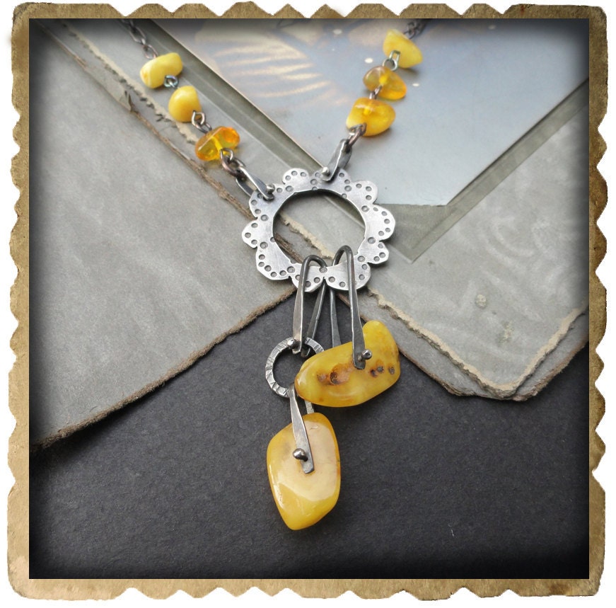 Sterling Silver Necklace  with Baltic AMBER Silver Bullet