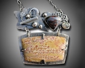 Jasper Necklace Sterling Silver Necklace with a Koroit Opal Cab