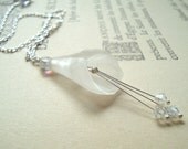 White Calla Lily Necklace Flower Jewelry Swarovski Crystal Spring Fashion Bridal Jewelry
