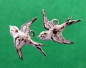 White Bird Charms Aged White Brass Shabby Chic Patina