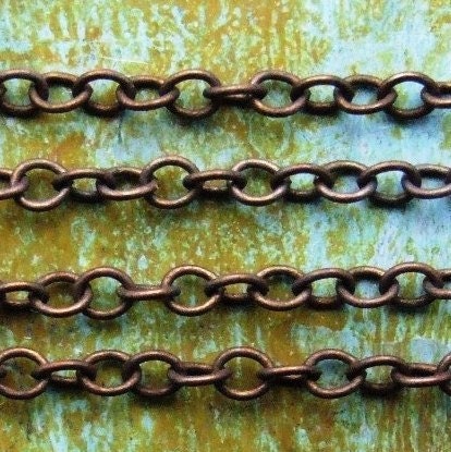 NEW 3mm Round Solid Brass Hand Antiqued Cable Chain  - 5 Feet