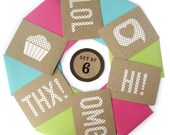 6 Screen Printed Polka Dot Cards on Chipboard