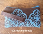 Screen Printed Floral Wristlet Purse Recycled Fabric FREE SHIPPING