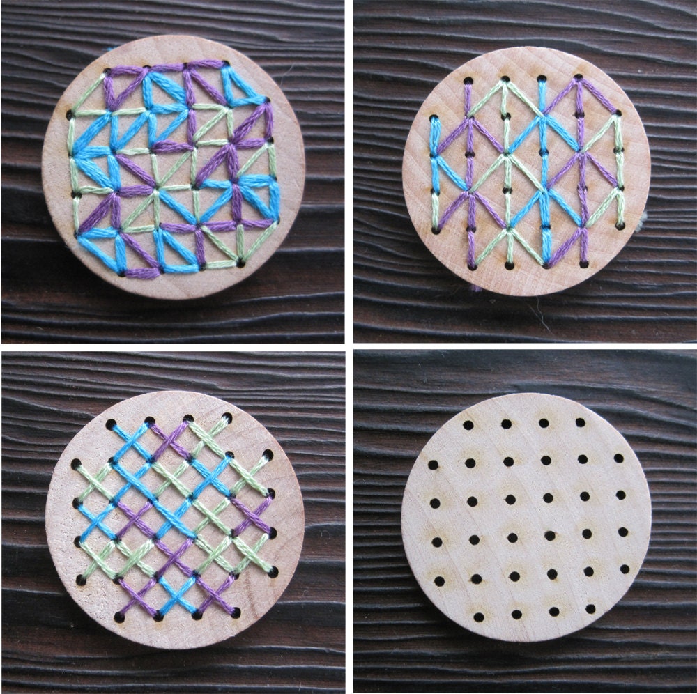 DIY Kids Craft Kit - Hand Embroidery Wood Brooch Pin