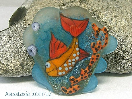 HAPPY FISH...handmade lampwork bead (focal) by Anastasia...SRA...