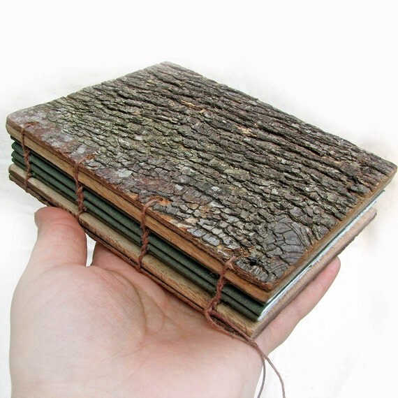 Customizable Rustic Natural Bark Bradford Pear and Oak Wood Wedding Guest Book or Journal by Tanja Sova