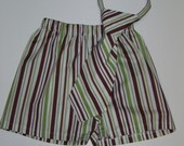 Ready to ship Toddler Boy Necktie and Boxer set Green/brown  Stripe Design  2T and 10 inch Necktie