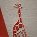 Letterpress Giraffe, set of six, flat cards and envelopes