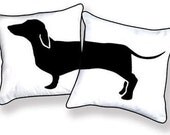 Amusing Black & White Dachshund Pillow from Happy Hot Dog Collection