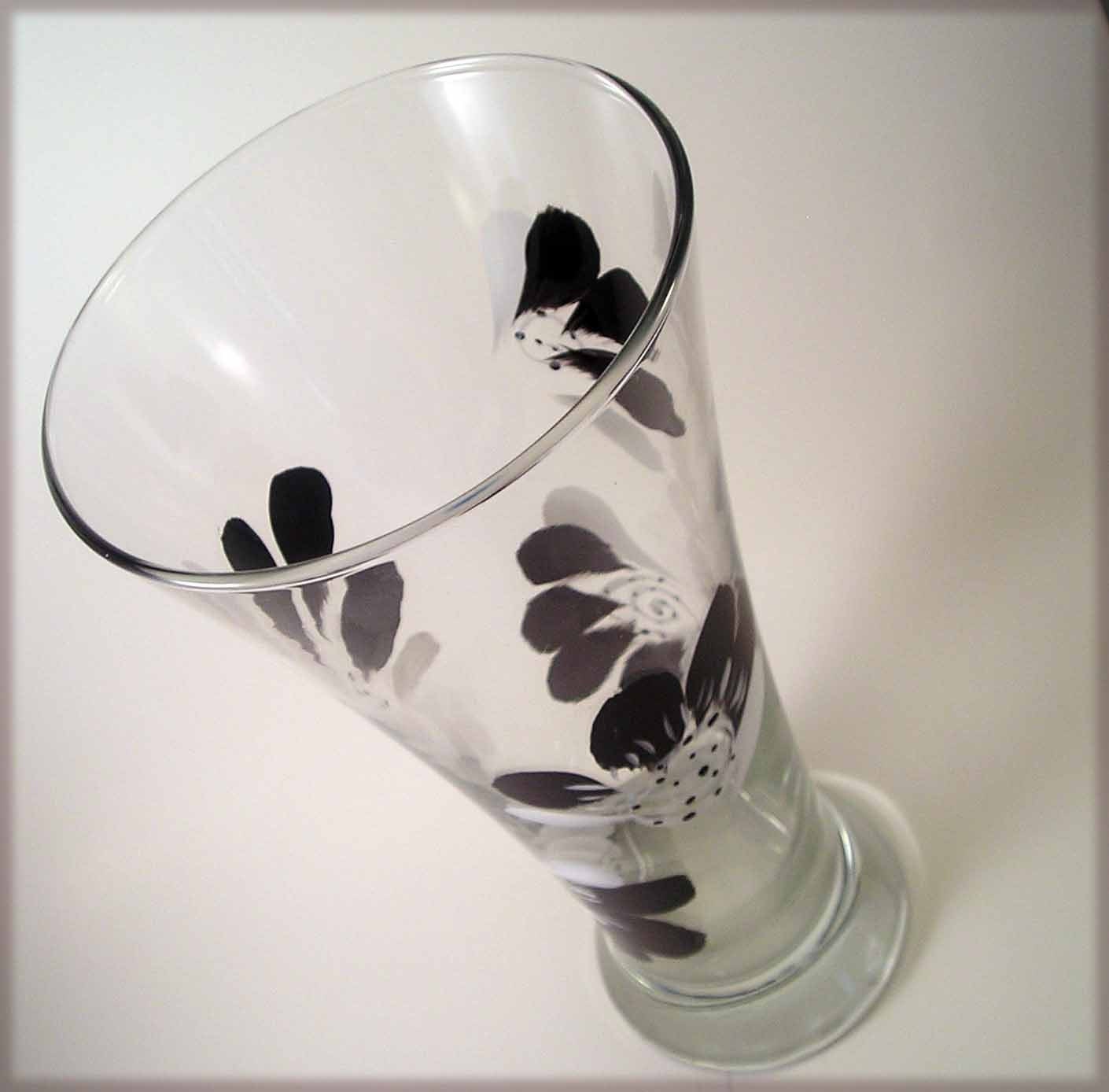 Black and White Painted Beer Glass
