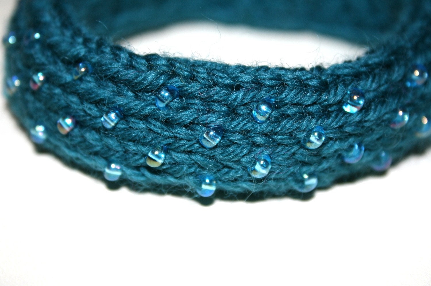 Wide Dew Drop Bangle in Teal - Large
