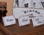 Table Marker Sign, Wedding, Buffet, Parties, Bridal, Choice of Text, Shabby Country Cottage Chic Style, Home Decor Set of Three