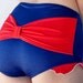SALE  Shirley Bow Back with Ruffles Retro High Waisted Swim Bottom in Navy/Red (XS-XL)