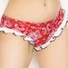 SALE Dolly Low Rise Bikini Bottom in Red Bandana with White Ruffles and Ruched Back (XS, M-XL