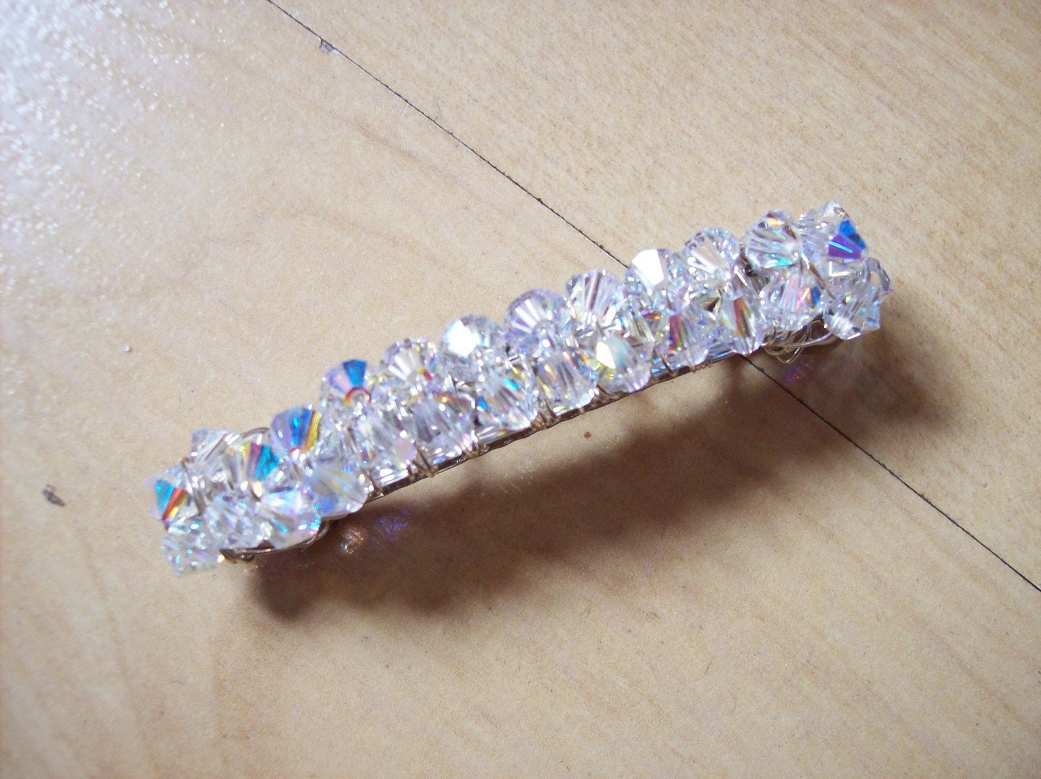 New handmade ab swarovski crystal proms bridal hair clip barrette