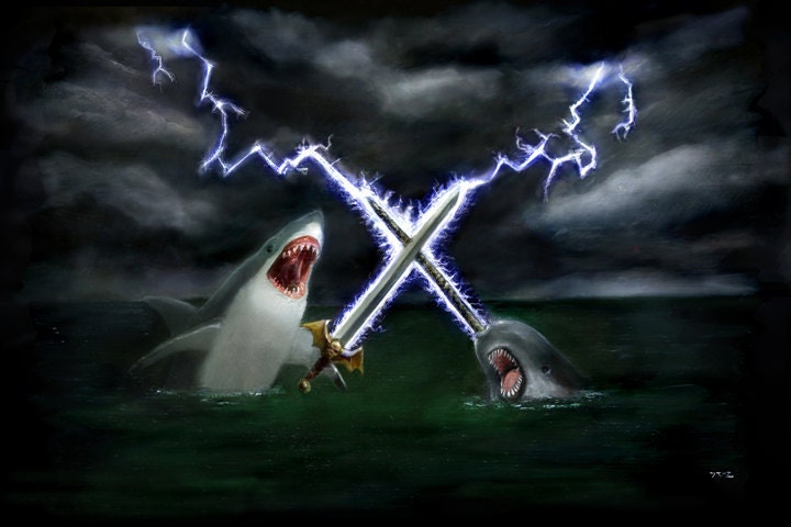 Leviathan freaking sized Shark vs Narwhal 24x36 holy f'n crap this s--t  is huge