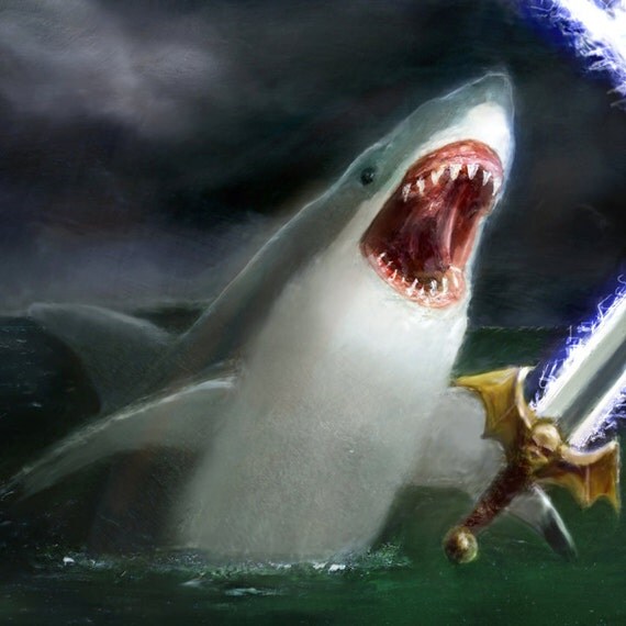 Leviathan freaking sized Shark vs Narwhal 24x36 holy f'n crap this s--t  is huge