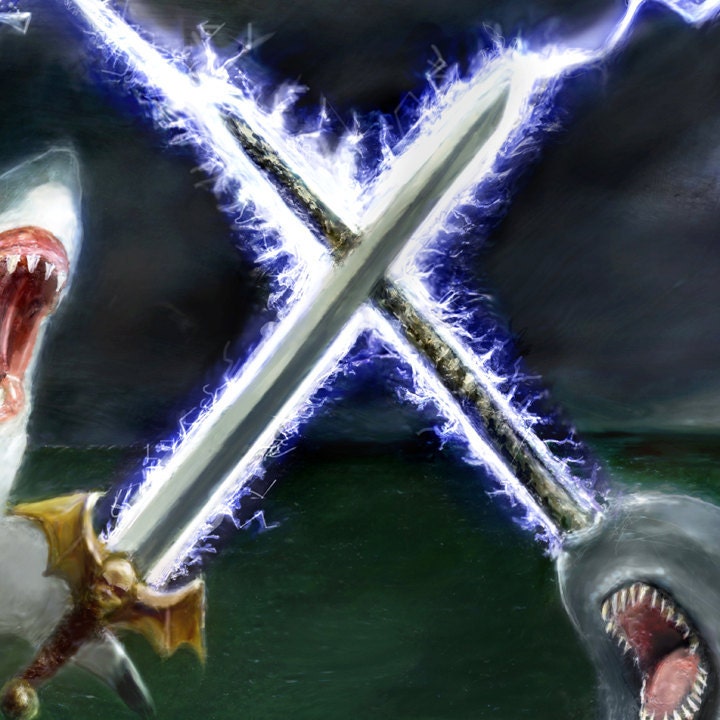 Leviathan freaking sized Shark vs Narwhal 24x36 holy f'n crap this s--t  is huge