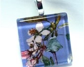 Pendant Pink Wild Apple Blossoms Flowers on Blue