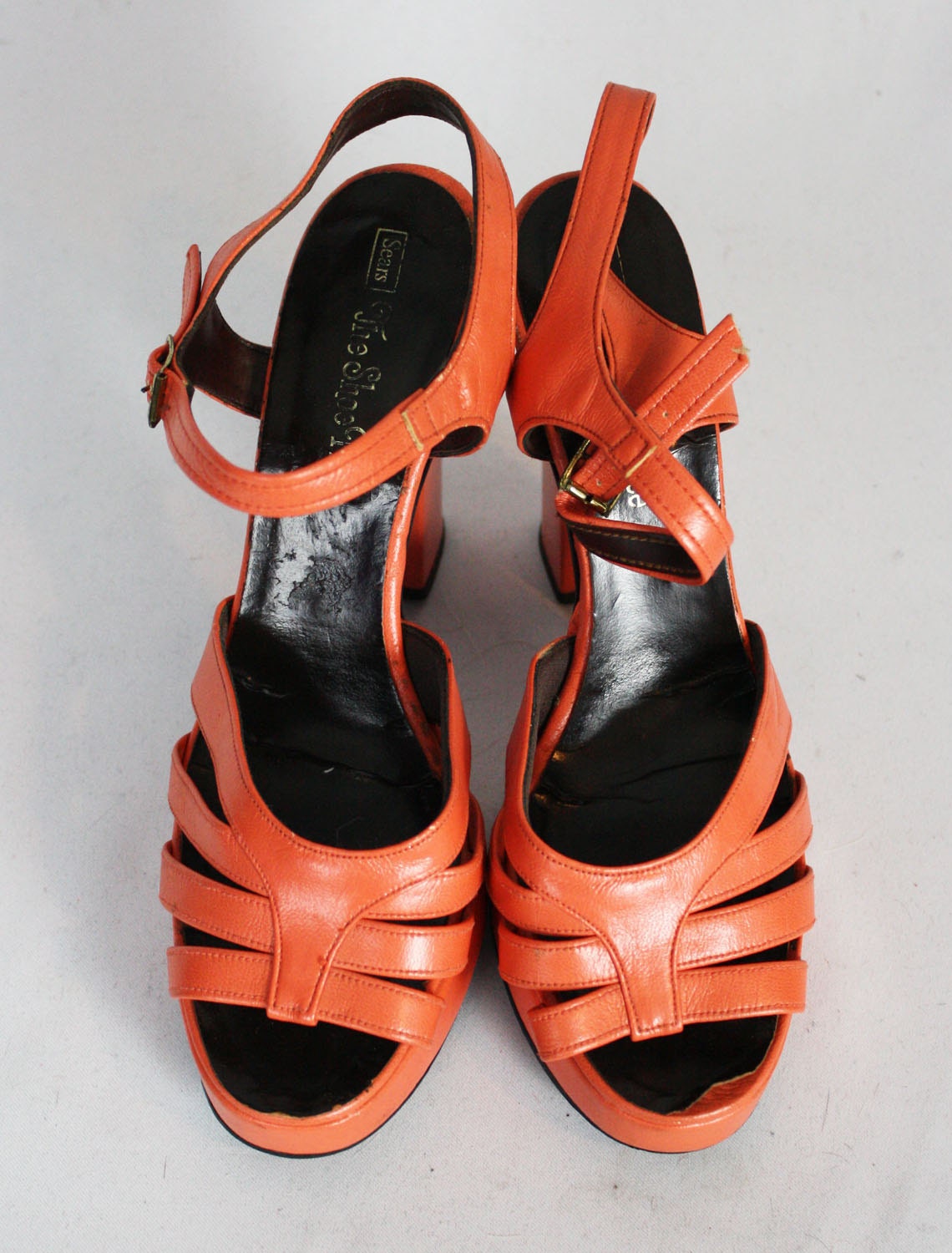 70's Vintage Glam Rock Orange Platform Shoes