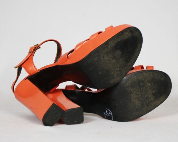 70's Vintage Glam Rock Orange Platform Shoes