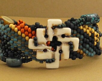 New Mexico Sunset II - Free Form Peyote Stitch Beaded Bracelet Southwestern Bracelet