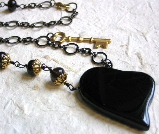 Key to My Heart - Wire Wrapped Statement Heart Necklace