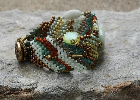 Beautiful - Free Form Peyote Stitch Opal Beaded Bracelet