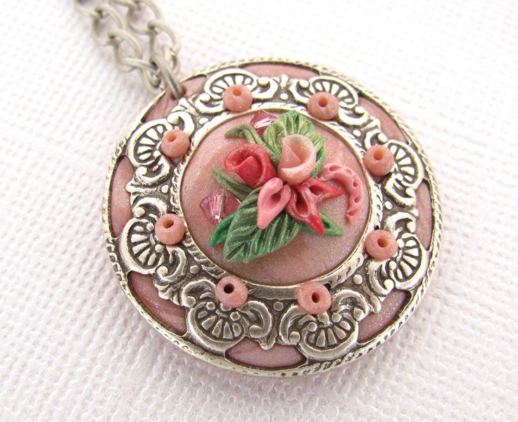 Pink Dark Pink Cerise Rose Pink Pastel Pink Pendant Applique Floral