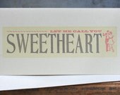 Let Me Call You Sweetheart letterpress card