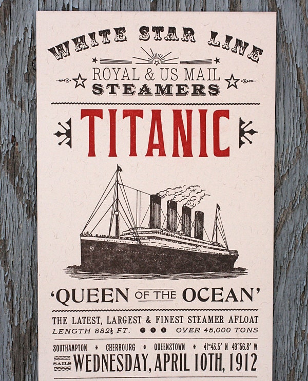 Titanic letterpress print