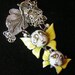 Sister SNOOKS Necklace by Brenda Miller, Yellow Butterflies and Hand painted Fused Glass face