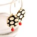 Dangling Earrings in Red, Black and White - Pop