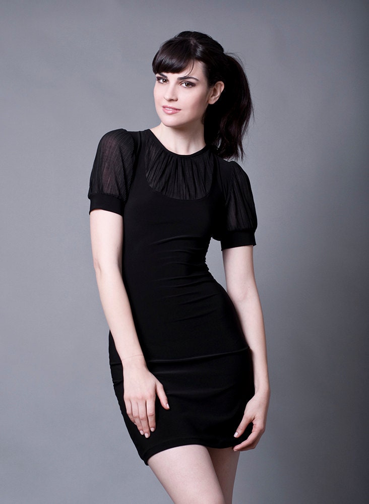 Lantern Sleeve Dress with Chiffon details-Small (Sale)