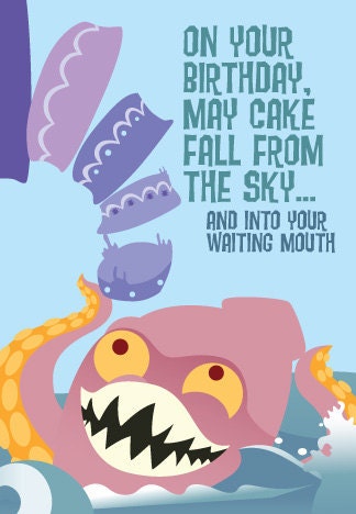 Kraken Cake Birthday Geeky Greeting Card