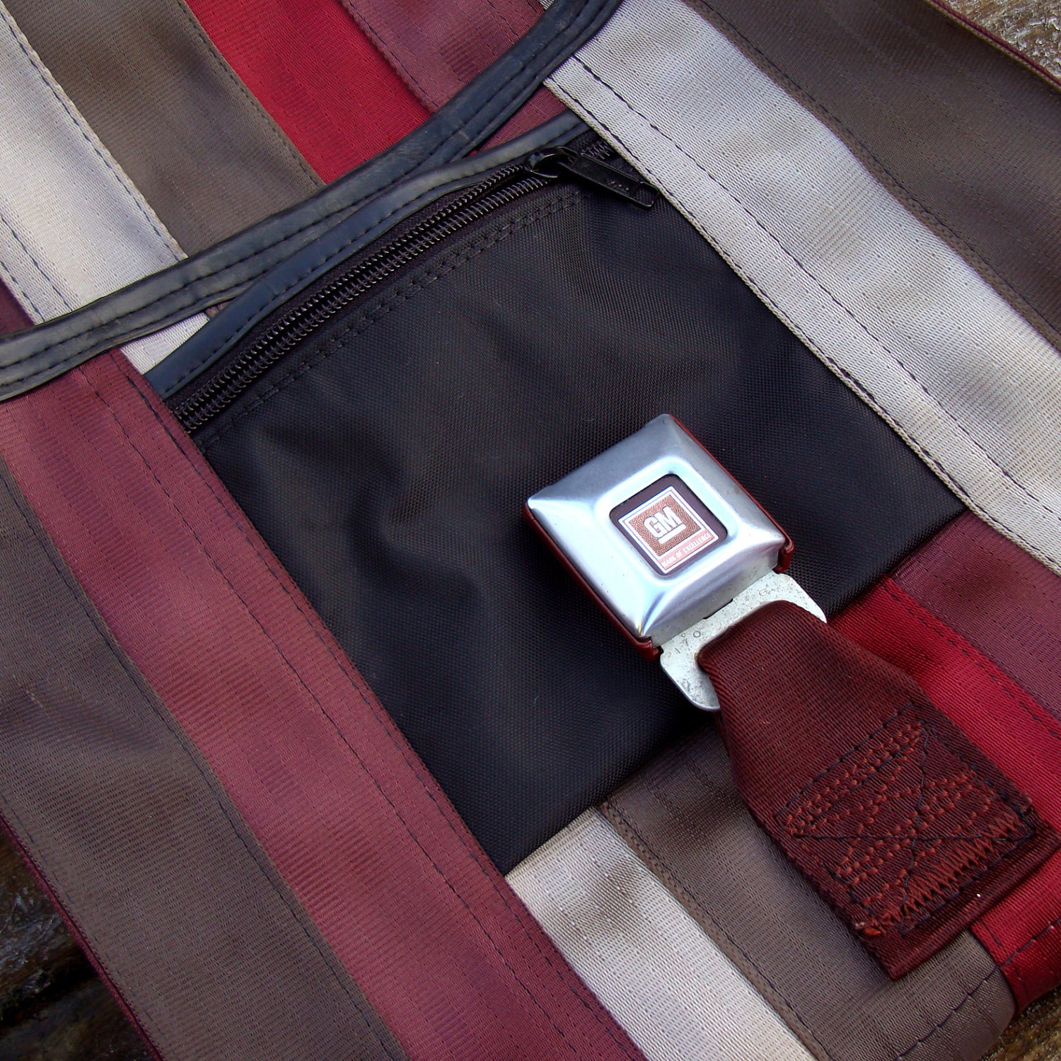 Eco friendly bag made from repurposed seat belts