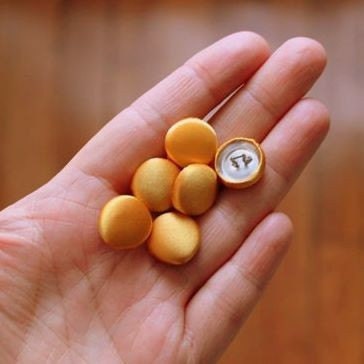 10 pcs, Tiny Amber Yellow Satin, Bridal Buttons 5/8 inch (15mm)