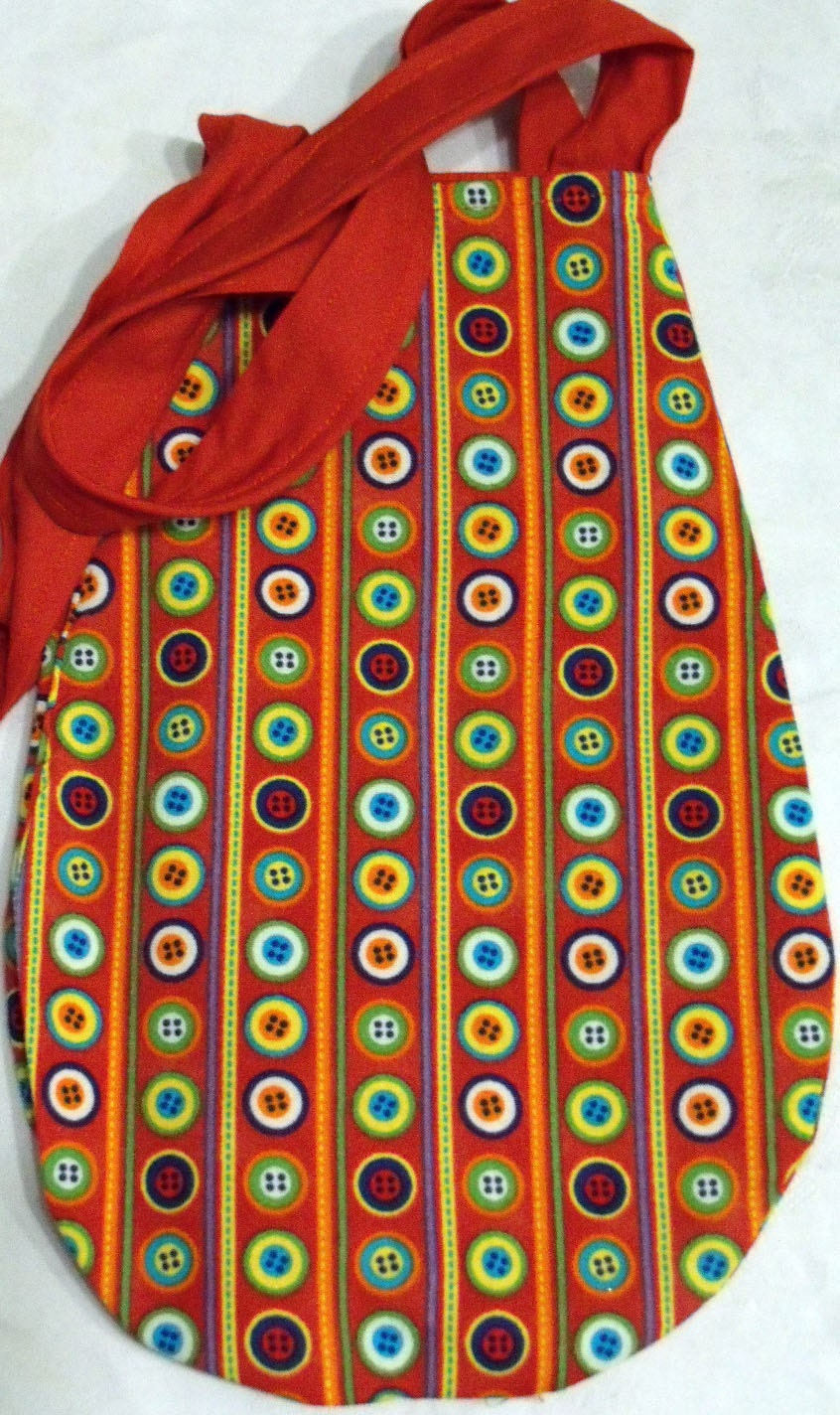 HANDMADE Reversible Tote Bag with Pocket - Red Buttons 'n Red