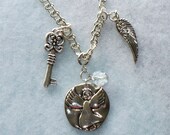 Your Design Necklace of angel, key and wing charms