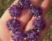Handmade lampwork beads, purple, textural swirls, "Purple Delight"