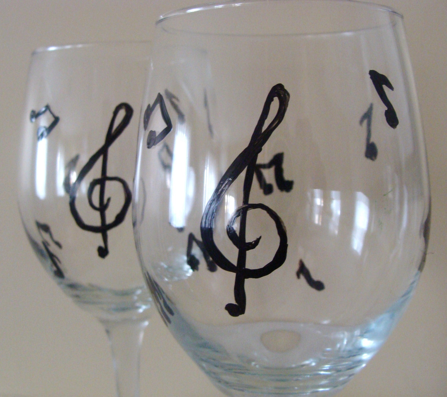 Musical Note Wine Glasses Hand Painted by CANADIANCREATIONZ