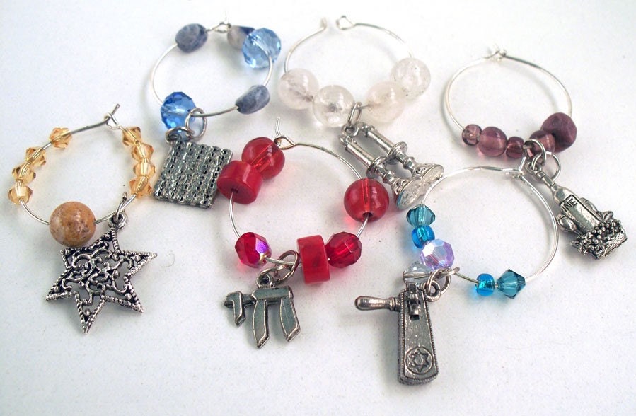 Jewish Wine Charms - Set of 10 - for Jacqueline