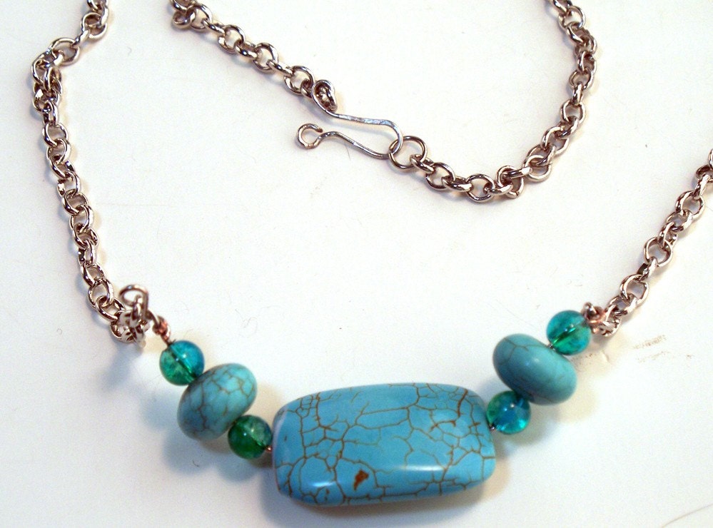 Turquoise Gemstone and Glass Horizon Necklace