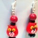 Red Owl Glass Beaded Earrings