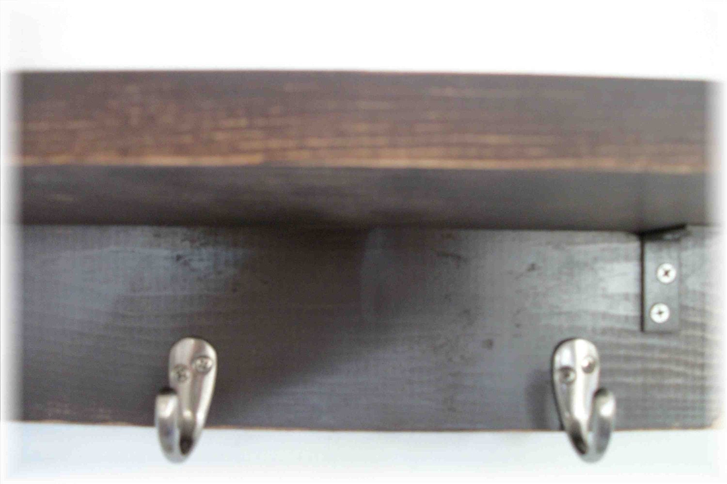 Primitive Country Chocolate Brown  FALL WOOD Coat Hooks Cottage Wall Shelf