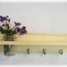 Primitive Country Buttery Yellow Spring Cottage 3 Silver Hooks Wall Shelf