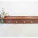Wood Wall Shelf Hooks Rustic Burnt Orange Color Cottage 5 Hooks