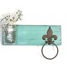 Wood Kitchen or Bathroom Wall Shelf with Towel Ring fleur de lis Shabby Chic